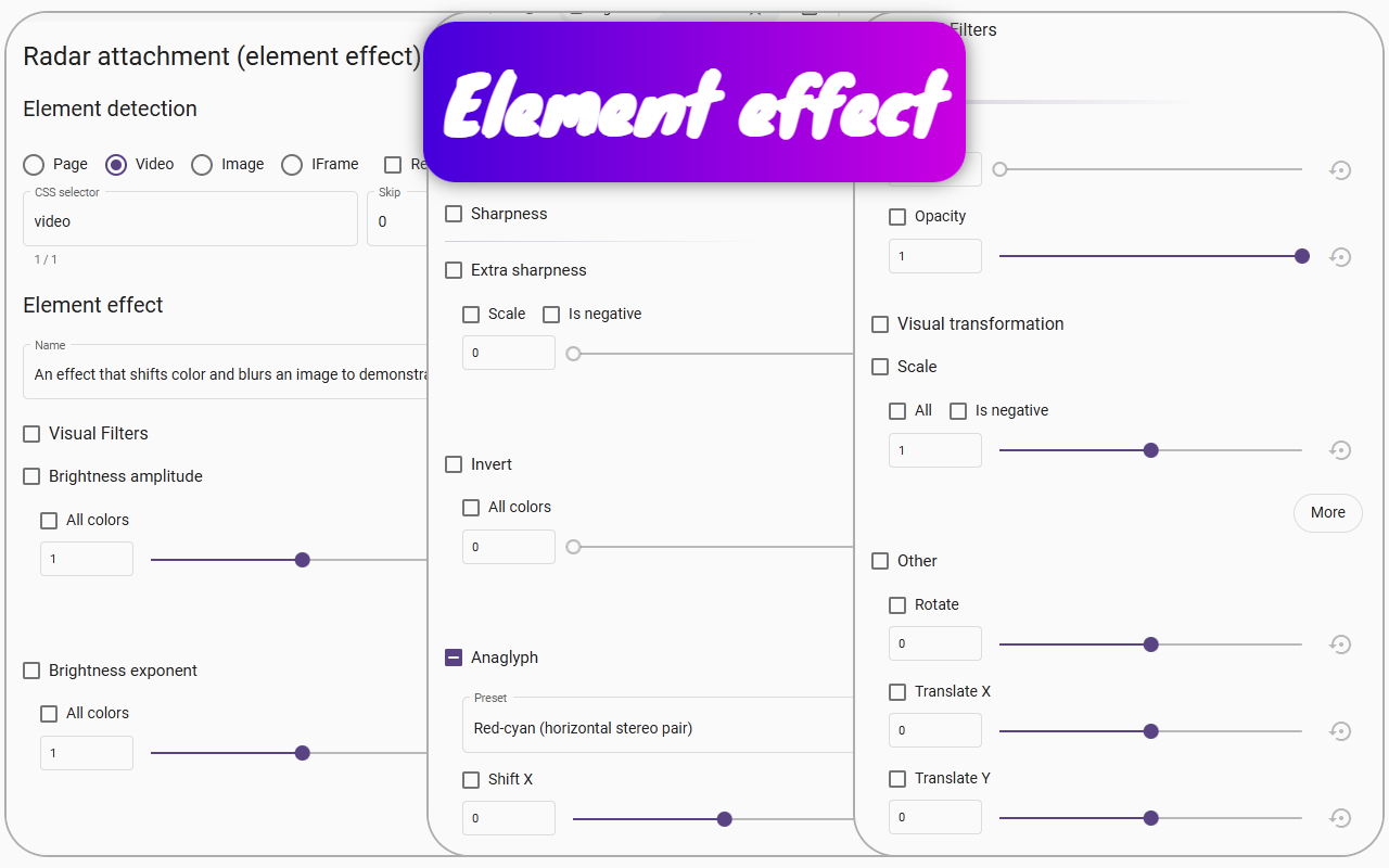 How to create visual effects for a web page using the Page context extension.