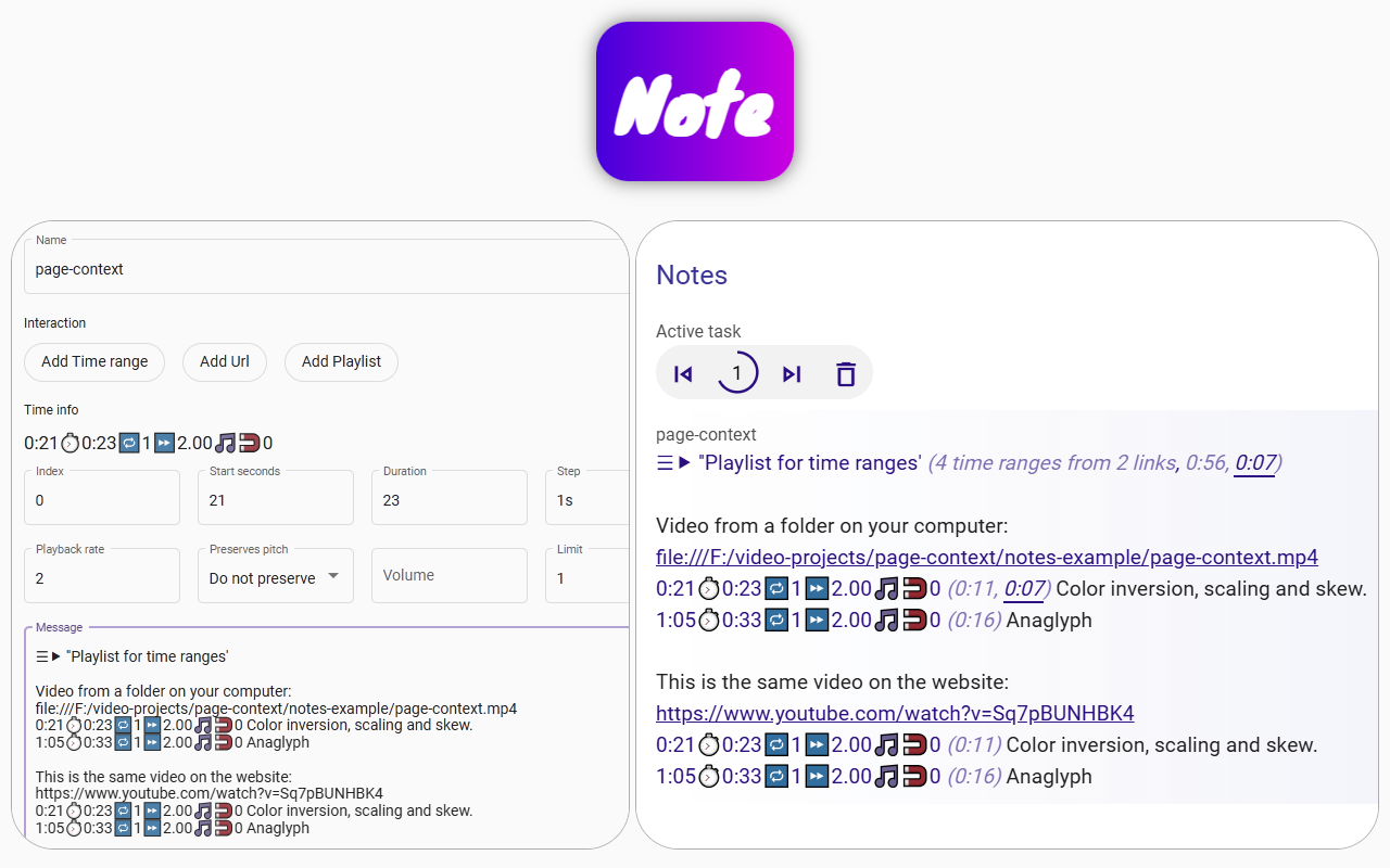 How to create a note for a web page using the Page context extension.